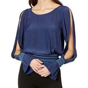 NWT - Ramy Brook -  Nellie Smocked Split-Sleeve Top